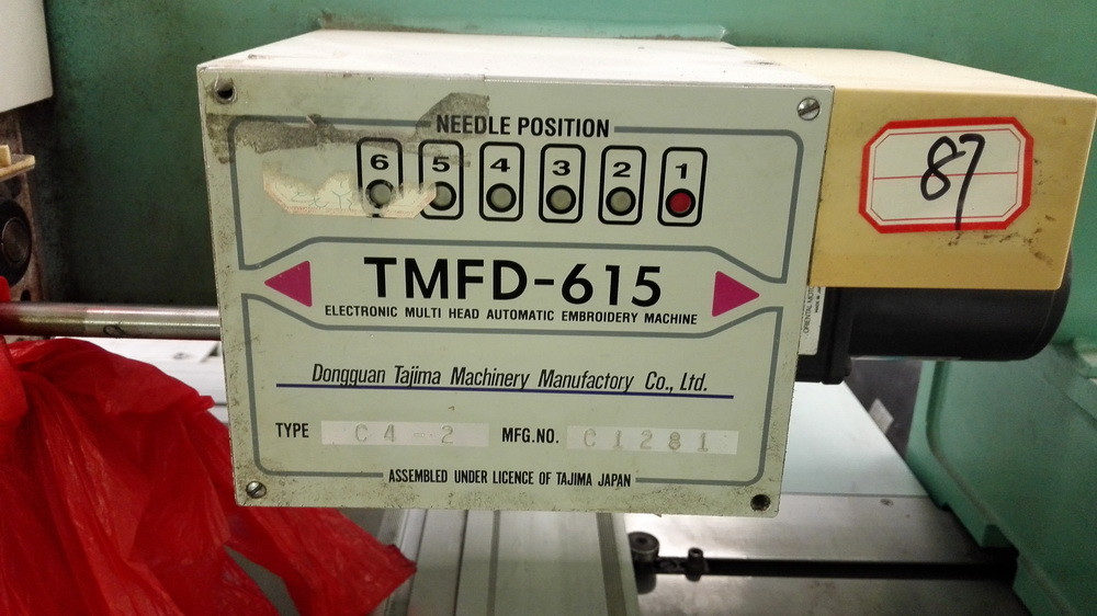6 Needles 15 Heads Used Tajima Embroidery Machine 850rpm Work Speed