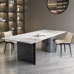Light Luxury Stainless Steel Marble Ballroom Dining Table Set