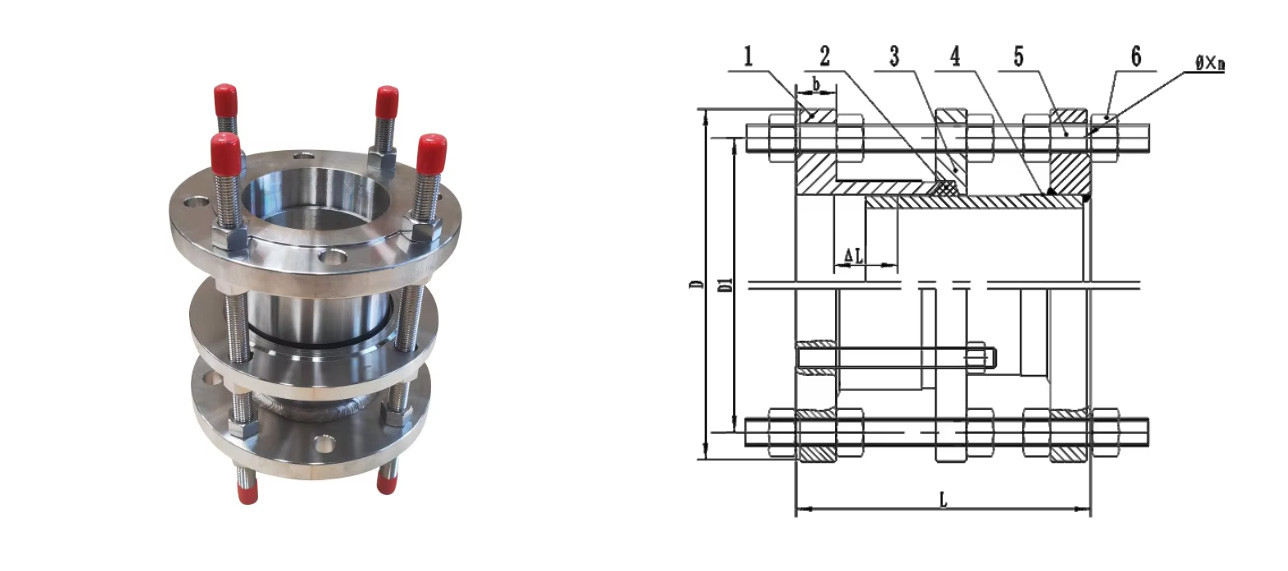 304 stainless steel C2F type detachable double flange loose sleeve force transmission expansion joint