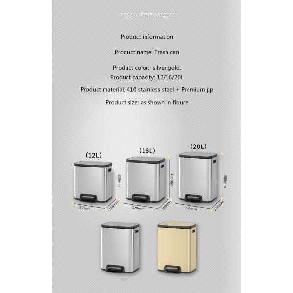 20L Home Stainless Steel Bucket Double Wall Stainless Steel Bucket Trash Can Waste Bin with Lid