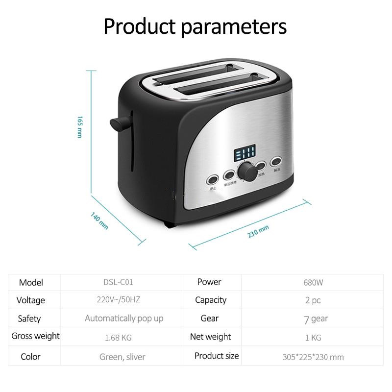 6 Gear 220V Stainless Steel Electric Toaster Automatic Bread Oven Home Breakfast Machine toaster