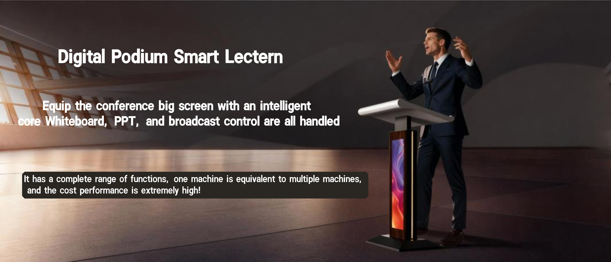 Integrated Computer Podium with Computer and Monitor