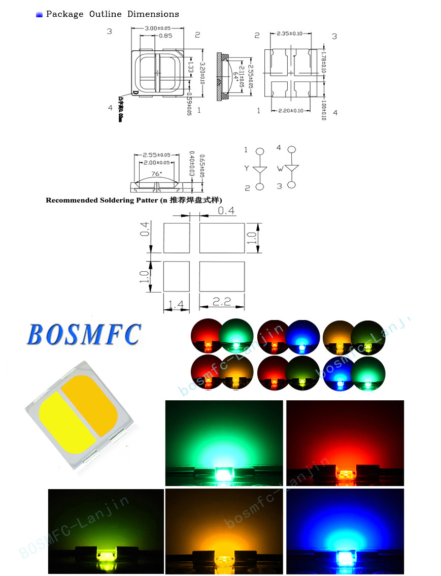 Bi Color 3030 SMD LED Warm White CCT2800K-3200K & Cool White Emitting Color