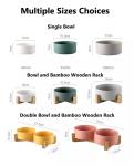 Ceramic Pet Food Bowl Dog Feeder With Bamboo Stand For Pet Dog Cat