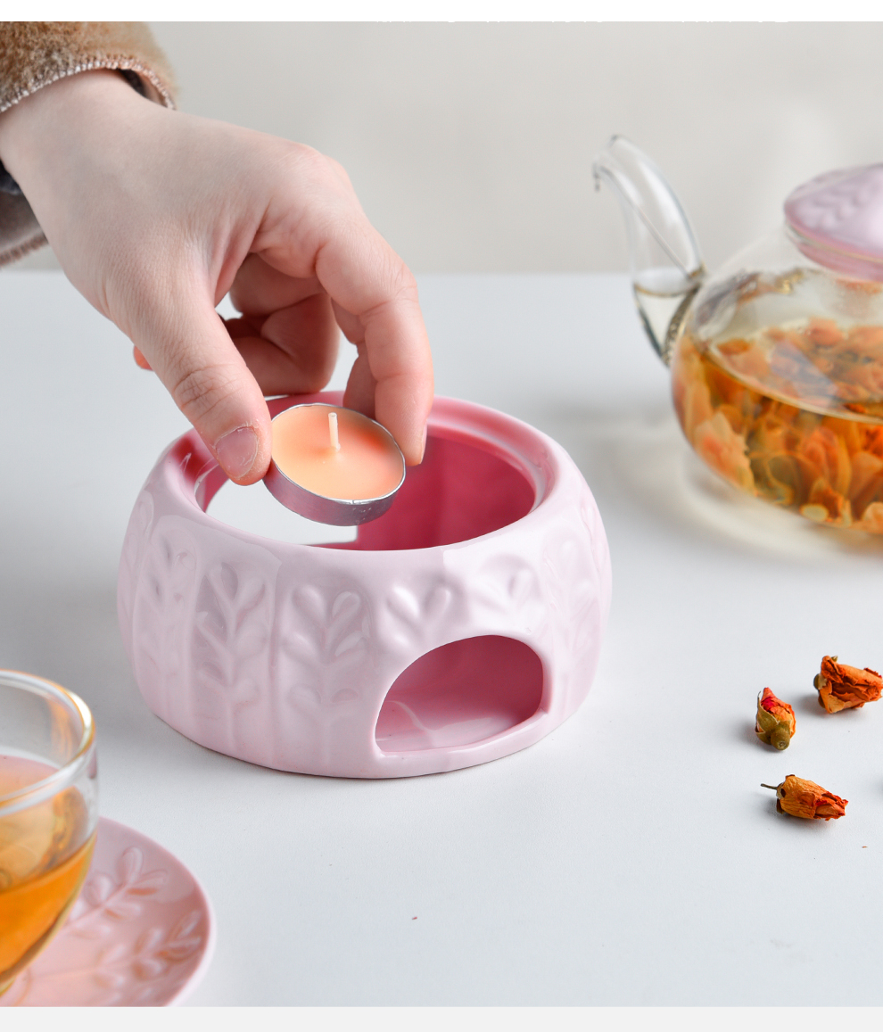 Contemporary Design Glass Teapot British Tea Set Heater and Gift Box Included