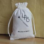 White 100 % Cotton Travel Jewelry Bag , 10 X 15cm High Fabric Drawstring Gift
