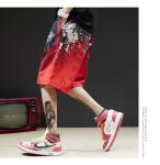 Digital Offset Printing Gradual Mens Red Boardshorts With Pockets