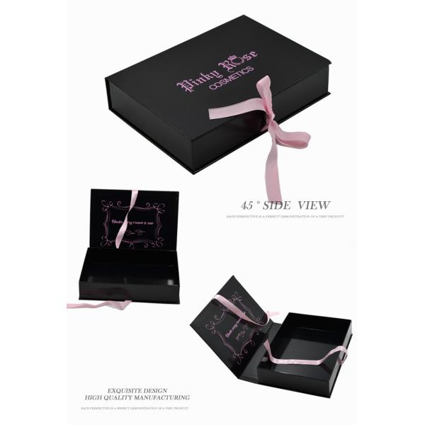 Matt Black Color Paper Gift Box With Ribbon Bow Customized Design Printing