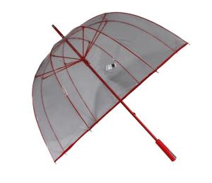 Wholesale Dome Shape Red Edges Clear Plastic See Through Umbrellas With Self Metal Top from china suppliers