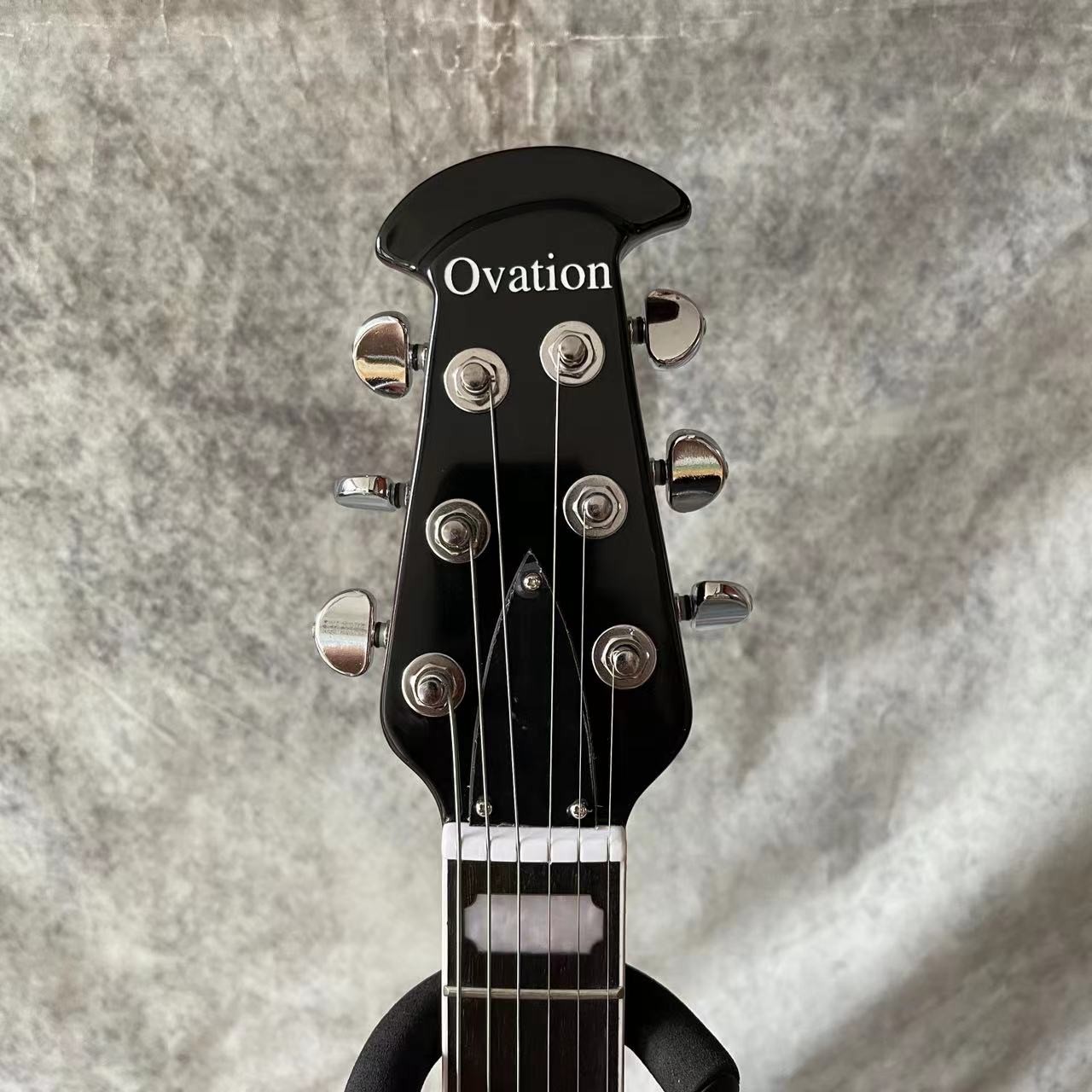 Custom Flamed Maple Veneer Pearloid Notched Block Inlays OVATION Electric Guitar