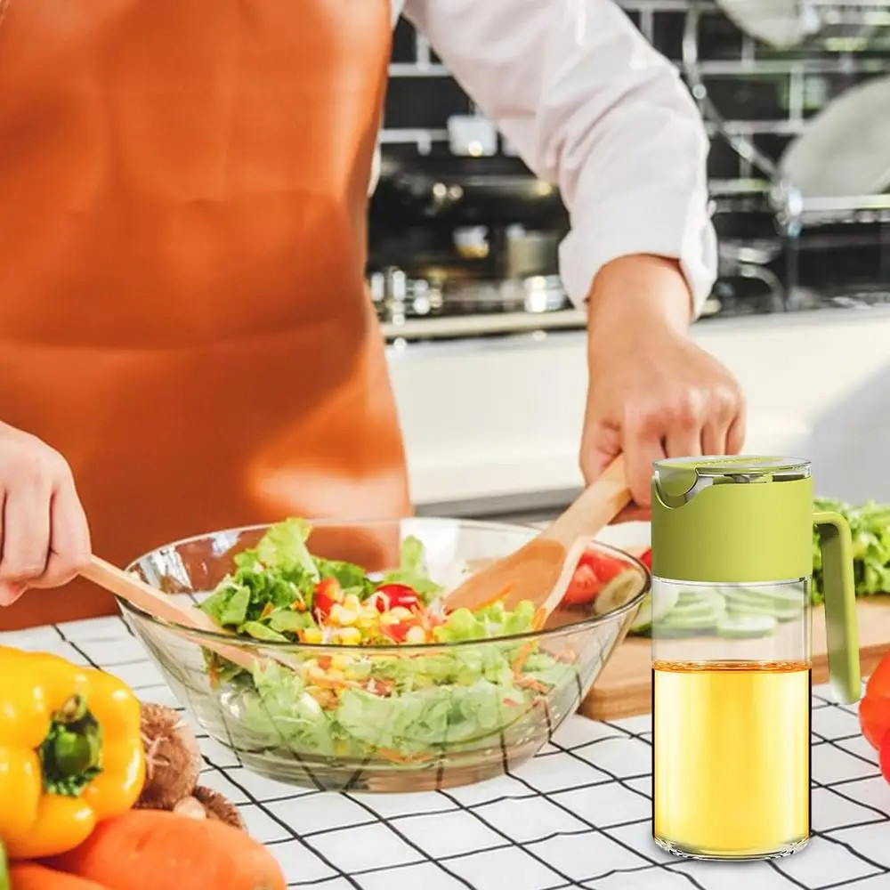 Auto Flip Cooking Oil Bottles Leak Proof Oil Dispenser Bottle With Automatic Stopper Cap Non Slip Handle For Kitchen Cooking
