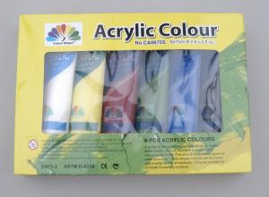 Wholesale 6 X 75ml Acrylic Paint Tubes Acrylic Paint Starter Colors Set For Wood / Paper / Glass from china suppliers