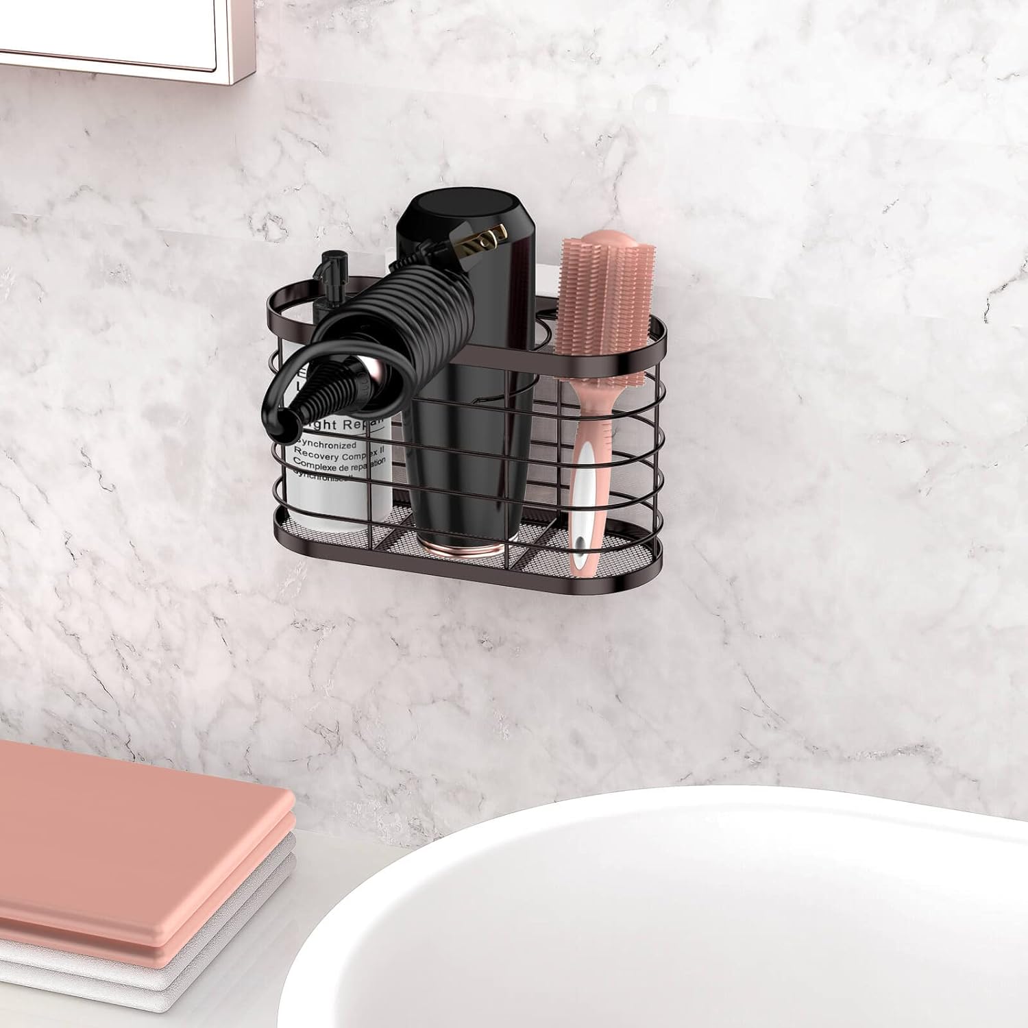 Convenient and Stylish Wall Mounted Cabinet Door for Hair Dryers Bathroom Organizer