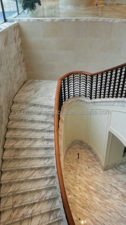 Natural Stone Big Slab Cut-to-Size Honed Stone Slab Modern Marble Stairs for Indoor Villa