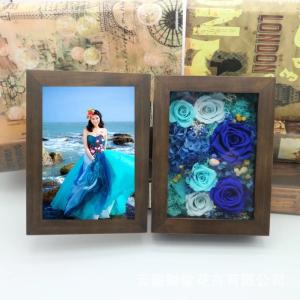 Wholesale Luxury Gift Walnut Wood Photo Frame Preserved Flower Photo Frame For Lover Home Decoration from china suppliers