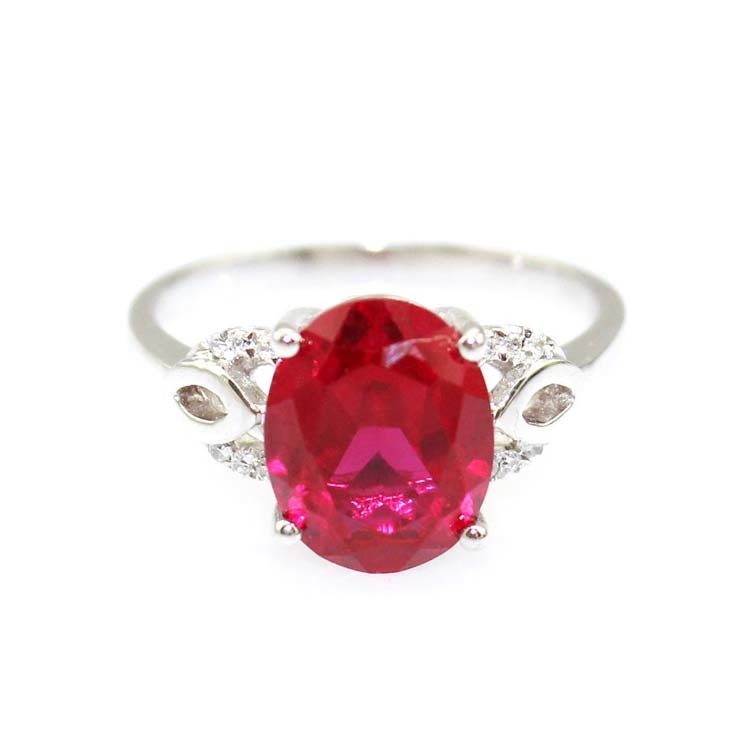 Women Jewelry 925 Silver Ring with 8x10mm Ruby Cubic Zircon(R237)
