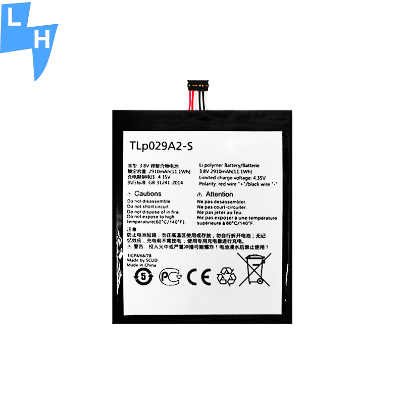 White Color TLP029A2 3.8V 2910mAh Lithium Polymer Tab Battery for Replaceable Charging