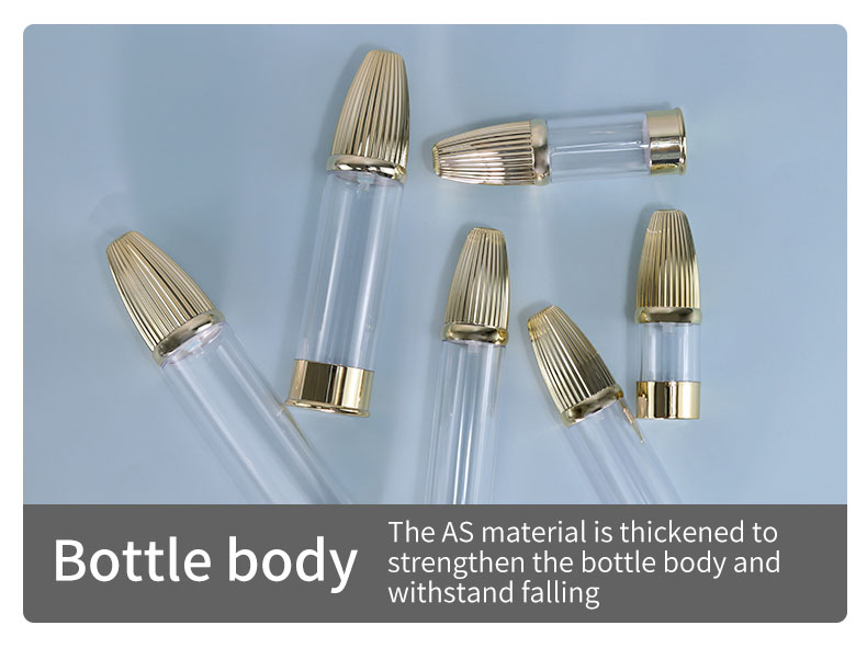 AS Collar Pump Airless Bottles for Lotion Refillable Empty Spray Plastic Bullet Round