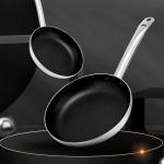Kitchen Stovetop Frying Pan Stainless Steel Non Stick With SS Handle