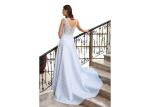 Chiffon Wedding Breathable Long Evening Gowns Tulle Fabric With Applique