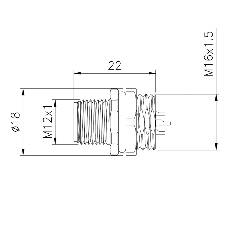 stainless steel replacement m12 4-pin circular connectors panel mount solder type