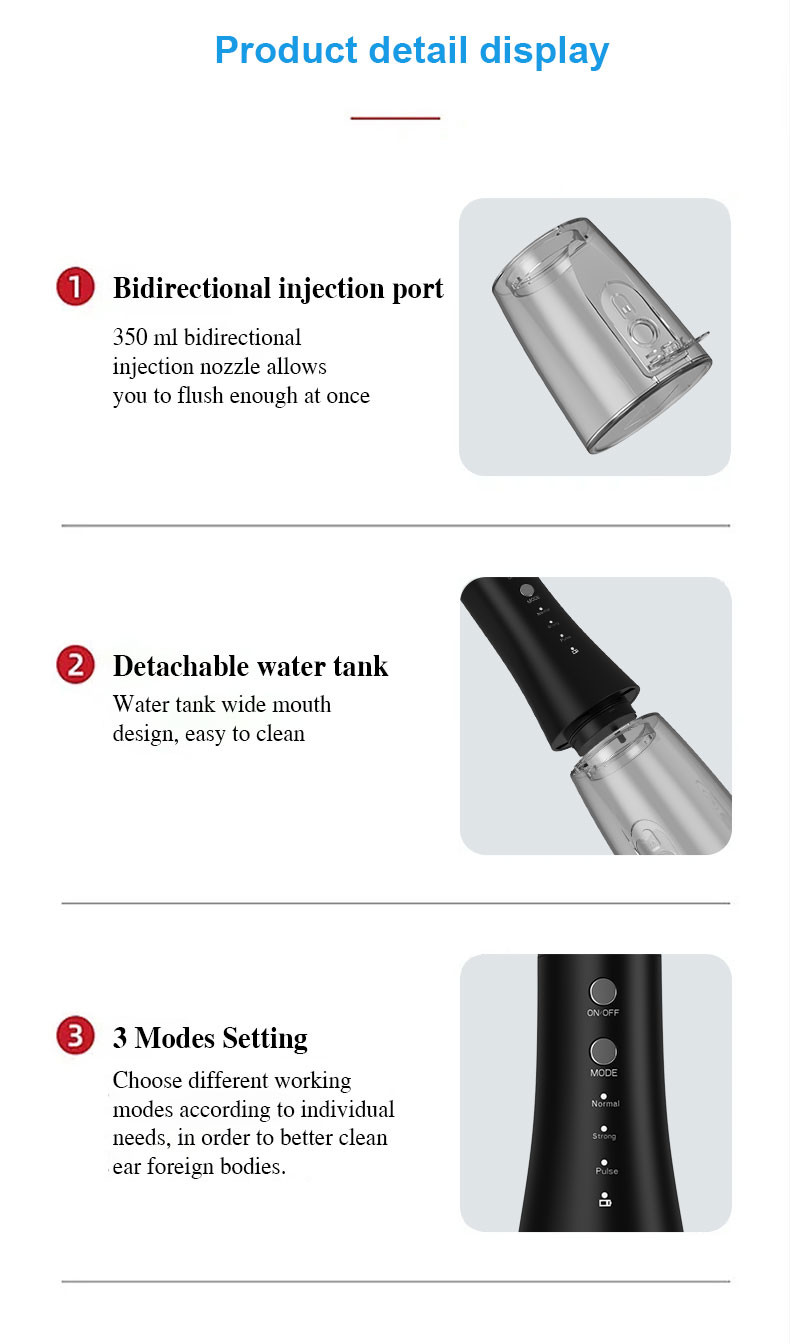 IPX7 Waterproof 3 Working Modes Electric Ear Wax Cleaner Portable Ear Cleaner