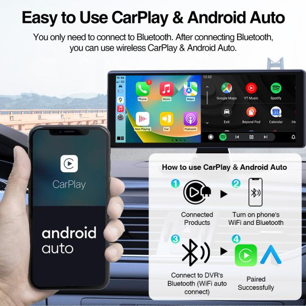 GRANDnavi 10.26Inch Universal Portable Navigation Device Linux System DVR Android Auto CarPlay