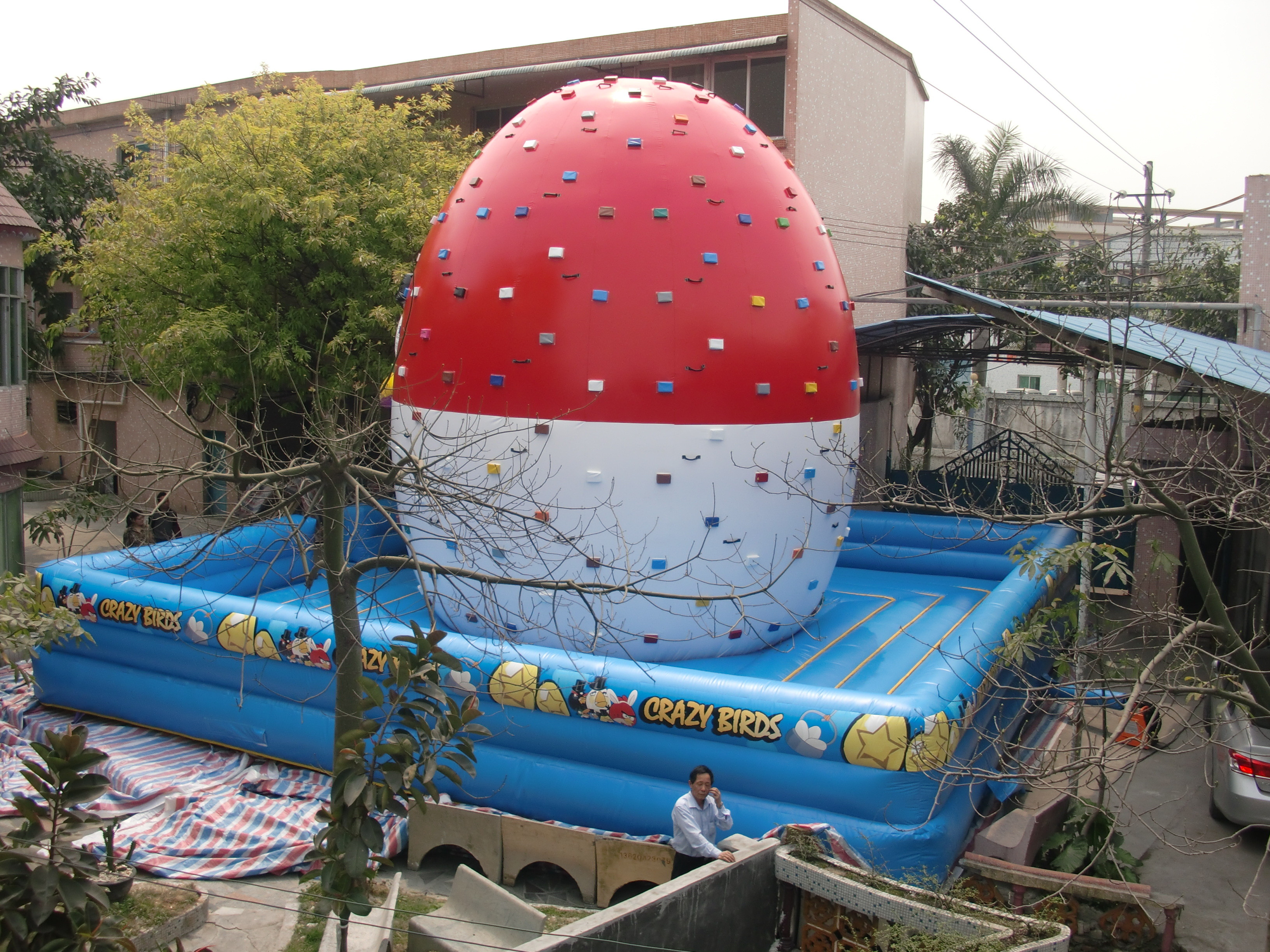 Outdoor PVC Inflatable Rock Climbing Wall Jumping Bouncy Castle