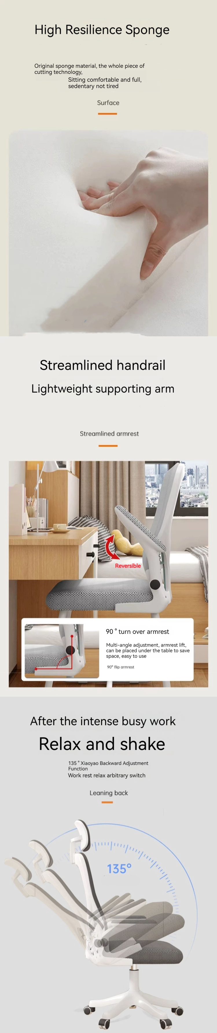 Y Mail Packing High Back Swivel Computer Chair for Home Office Ergonomic Study Chair