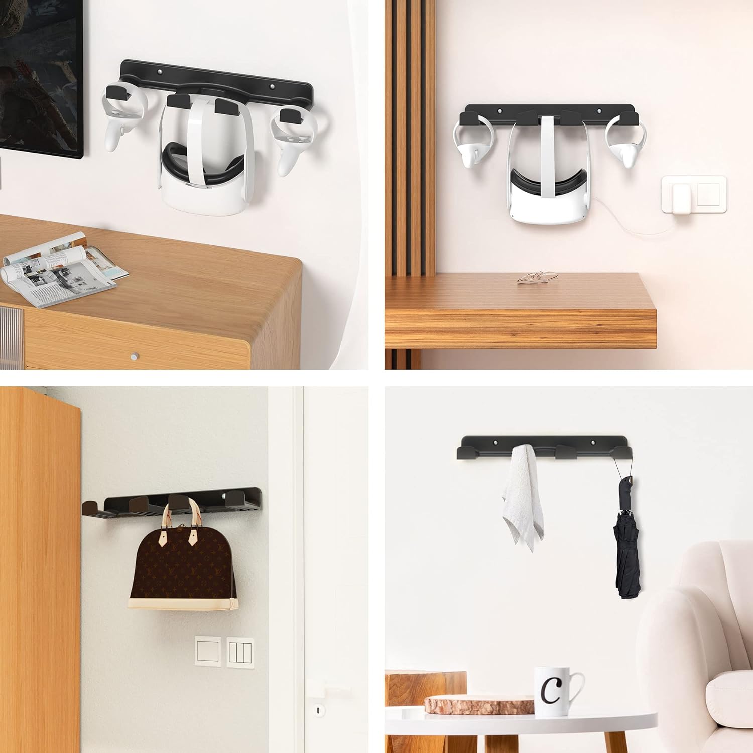 Steel Gaming Controller Hanger Space Saving VR Wall Mount Storage Rack in Sleek Black