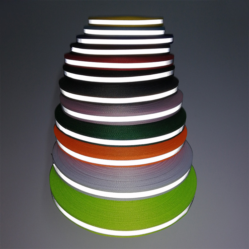 Colorful Elastic Reflective Webbing Strips Sew On Clothing For Safety Warning