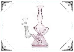 Wholesale Pink Glass Recycler Bong 9 inch Glass Smoking Pipes 14.4mm Joint Hookah from china suppliers