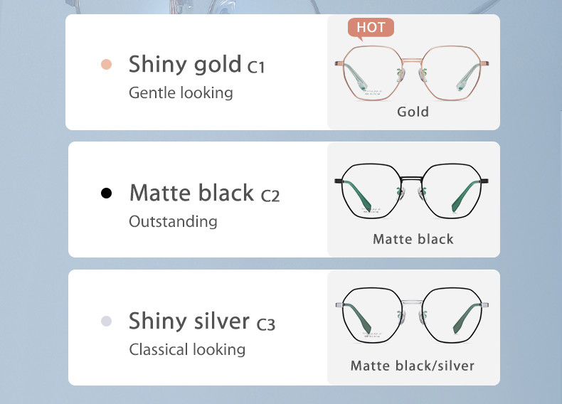 Polygonal Myopic Titanium Frame Glasses IP Plating For Men