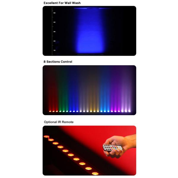 IP65 Battery Power Led Wall Washer 12pcsx2W Rgbw 4in1 Led bar Light for Outdoor