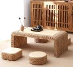 The Cane Makes Up Tea Table Natural Straw Woven Floor Table Natural fiber Window