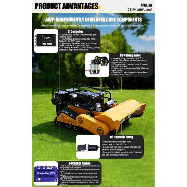 Self Propelled Flail Mower With Adjustable Cutting Height for Home Garden and Park Care Flail Mower