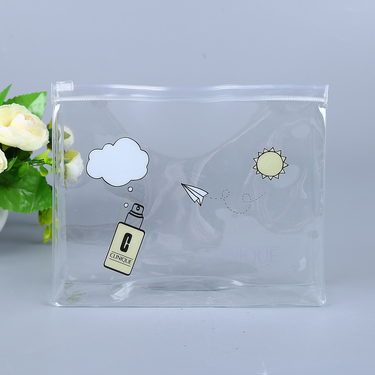 Transparent Custom Printed Brand Logo Clear PVC Zip lock Slider Plastic Bag For Cosmetic/Swimwear/Document Zipper Pouch