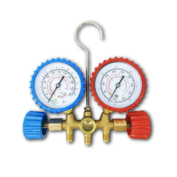 AC Charging Commercial Refrigeration Repair Parts Brass Manifold Gauge ISO