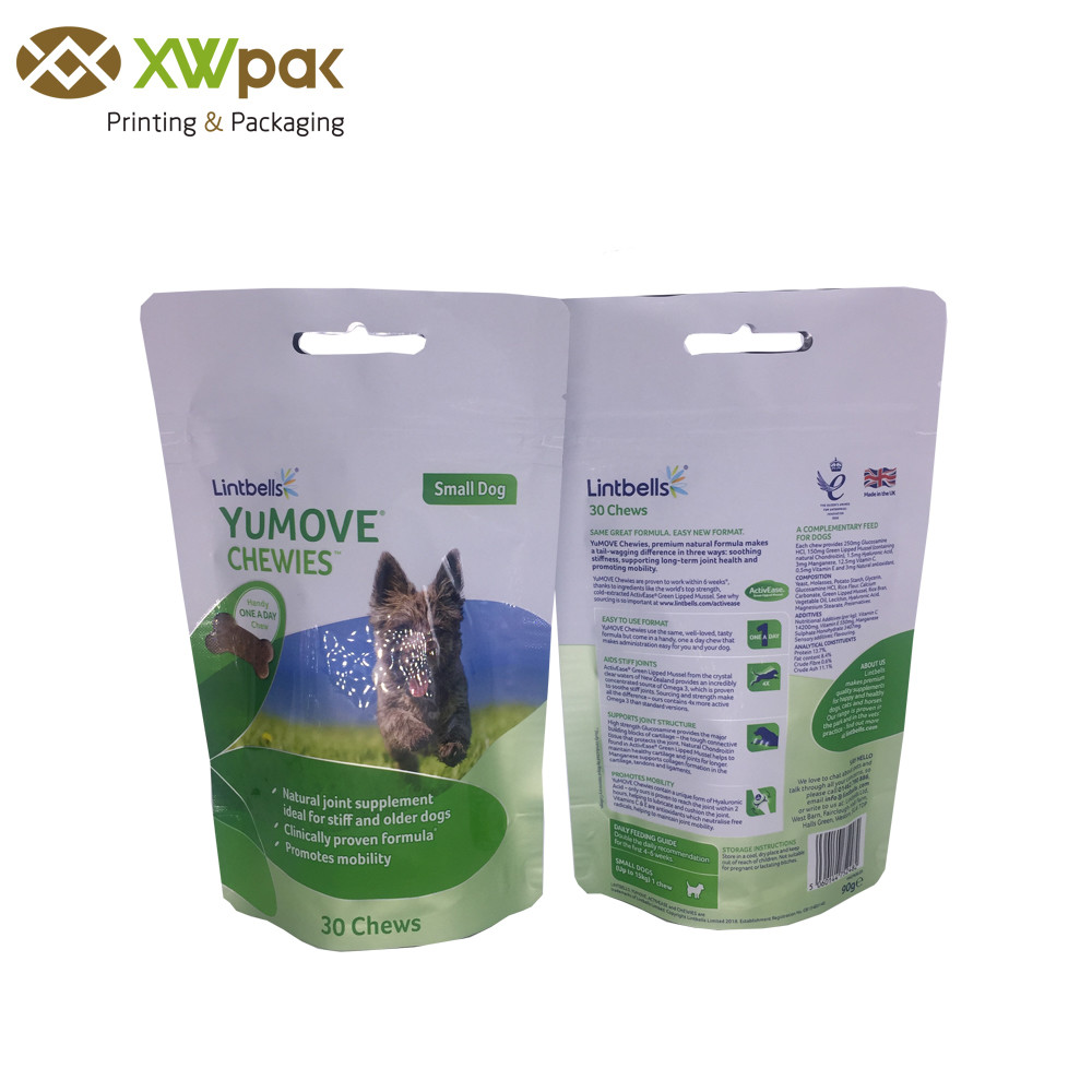 Custom Printed Stand Up Puppy Food Bags With Handle