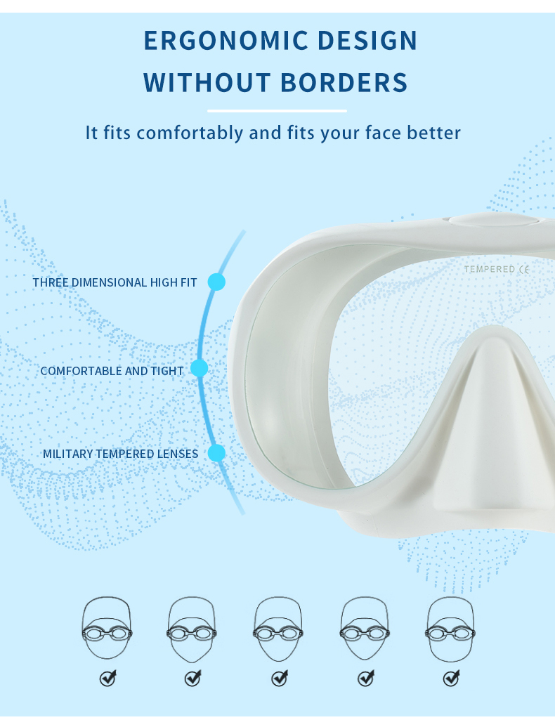 ZMZDIVE Freediving Snorkel Mask Set Prescription Snorkeling Goggles