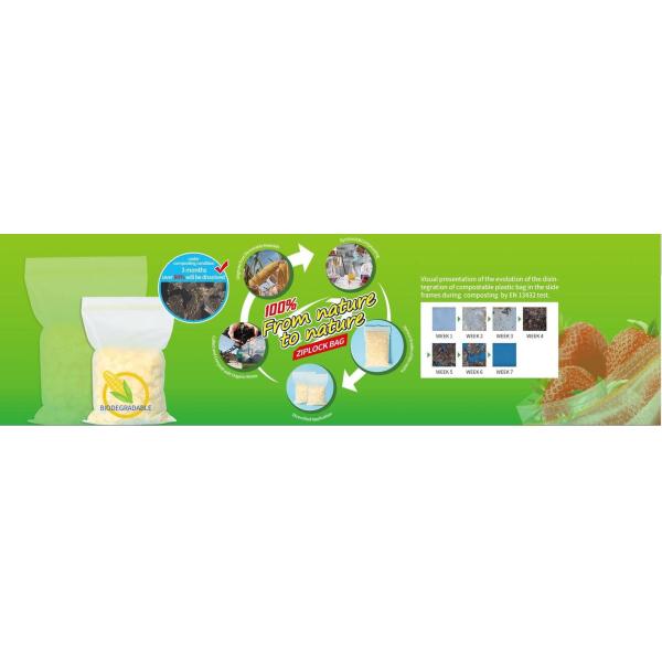 Earth Friendly Biodegradable Plant Reusable Ziplock Bags Compost Custom Printed
