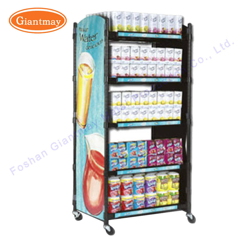 4 Tiers Metal Rack Beverage Floor Soft Drink Pegboard Store Displays