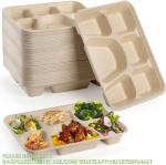 5 Compartment Snack Food Tray Sugarcane Bagasse Plate Disposable Plates Eco