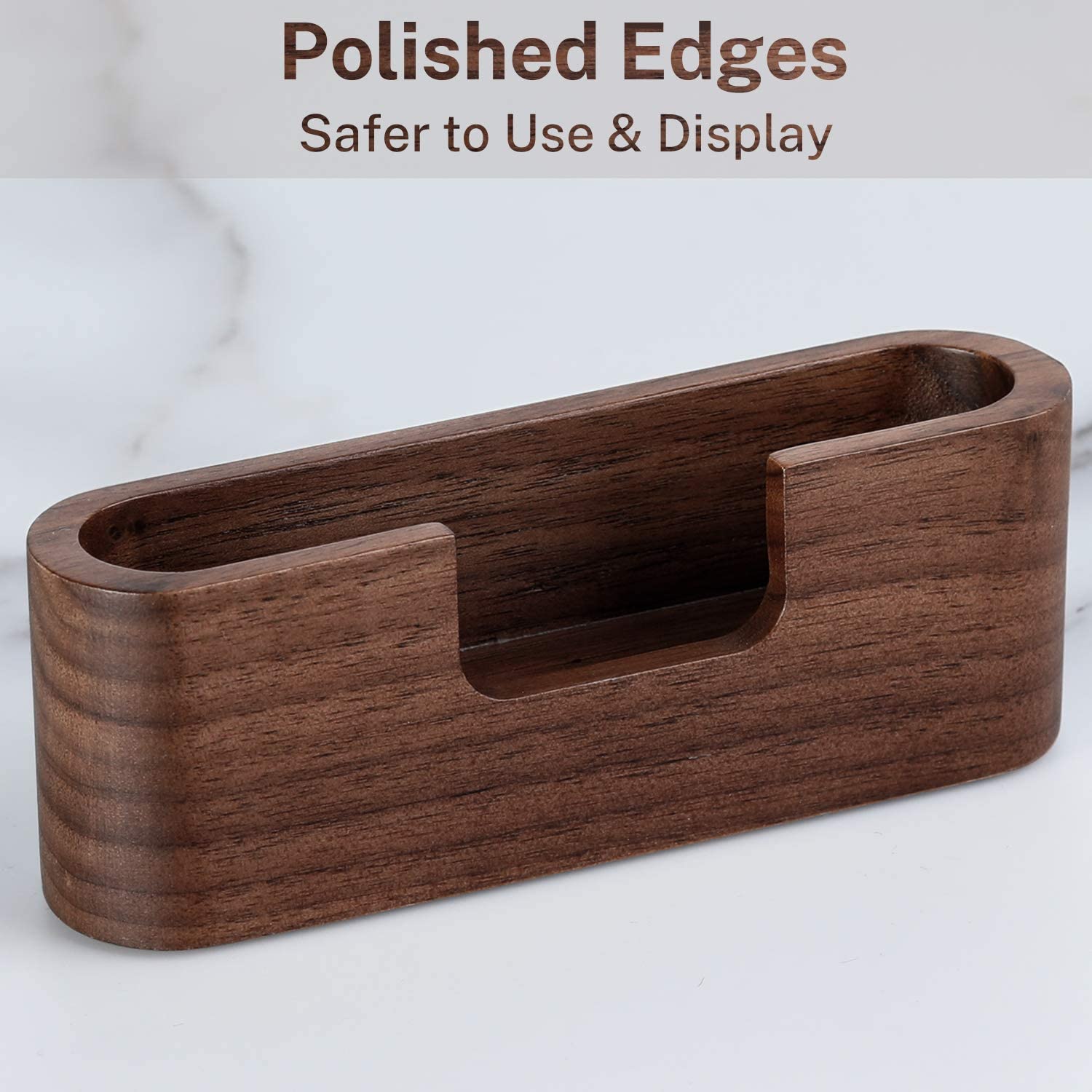 Natural Desktop Wooden Business Card Memo Holder Wooden Cards Storage Stand For Office Tabletop