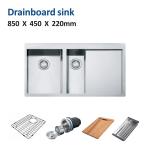 28 Inch Drainboard Kitchen Sink Topmount Double Bowl 16 Gauge 85x45