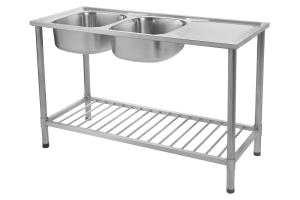 Wholesale Hotel Two Bowl One Drain Kitchen Stainless Steel Sink Stand Noise Elimination from china suppliers