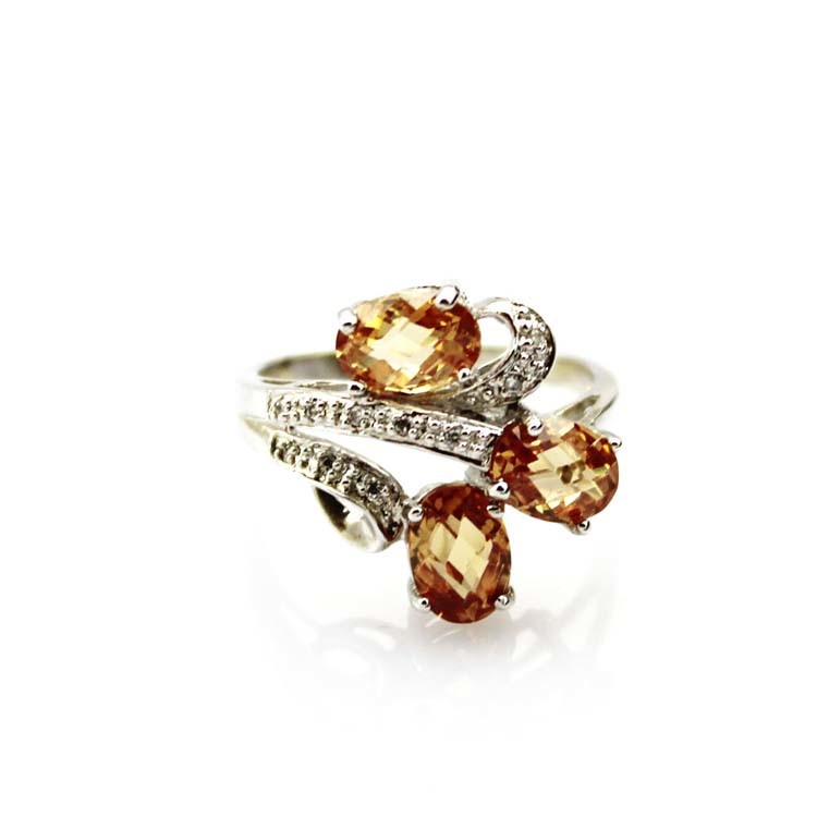 Fashion Jewelry 925 Silver Ring with Cubic Zircon Three Stones Ring(R0098)