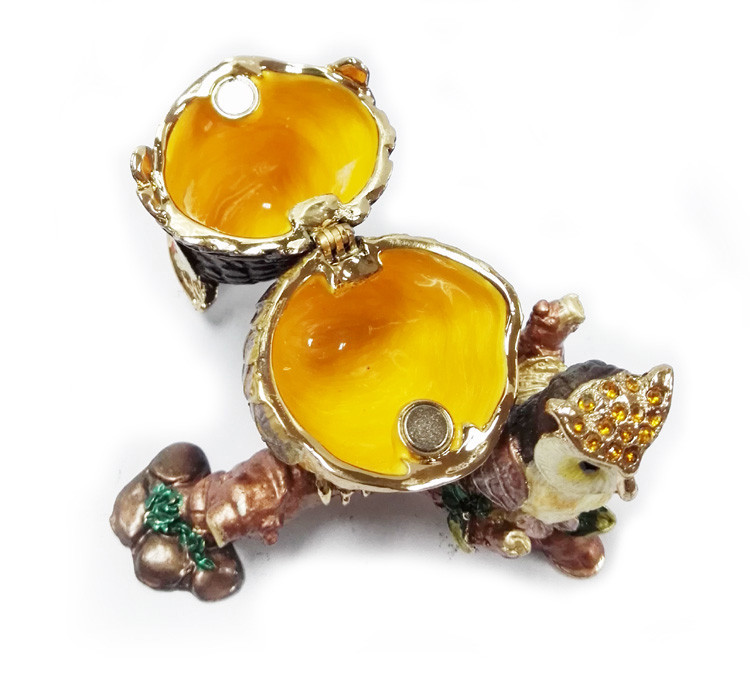 Mun and baby owl bird jewelry box enamel owl trinket jewelry owl decorative box trinket box