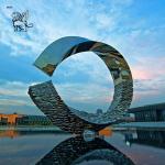 Giant Circular Stainless Steel Sculpture Modern Abstract Art Mirror Polished