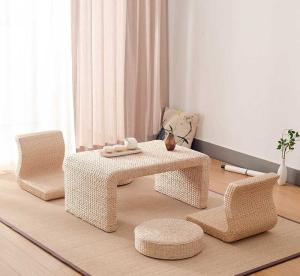 Wholesale The Cane Makes Up Tea Table Natural Straw Woven Floor Table Natural fiber Window Table from china suppliers
